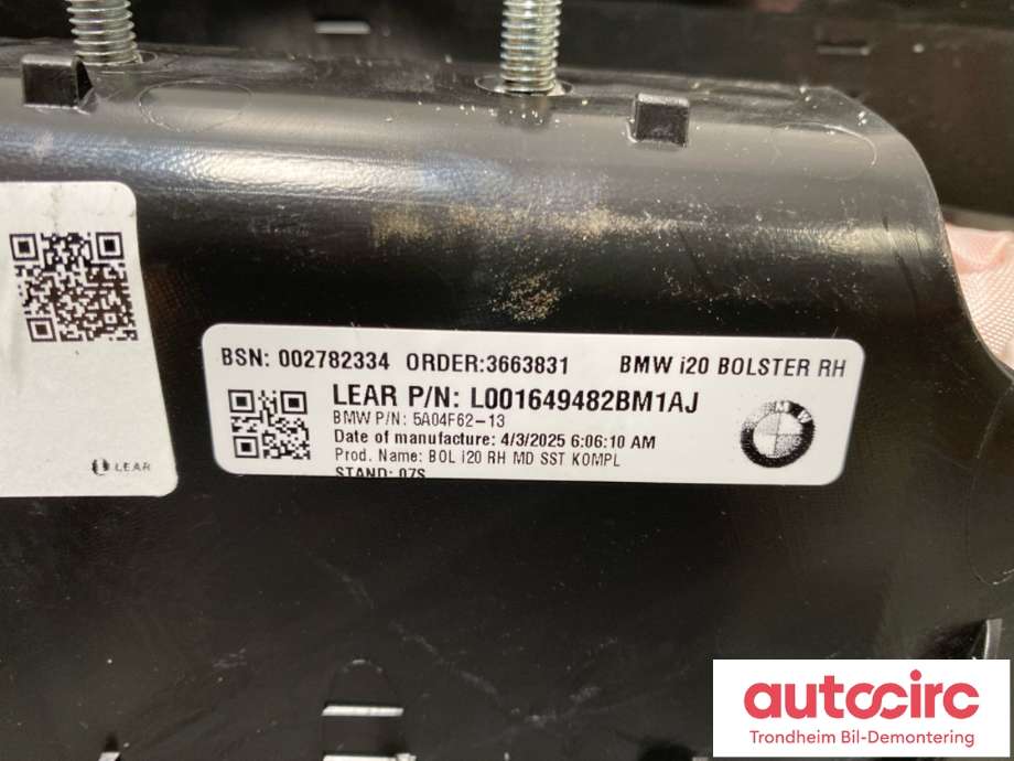 Airbag sidepute høyre til BMW iX 2021-->> (I20) (I20) (52 20 5 A04 F76|)