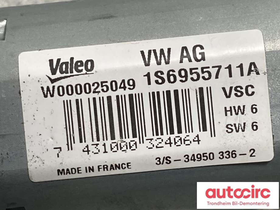 Viskermotor bakrute til VW Up 2012-2019  (1S6955711A|)