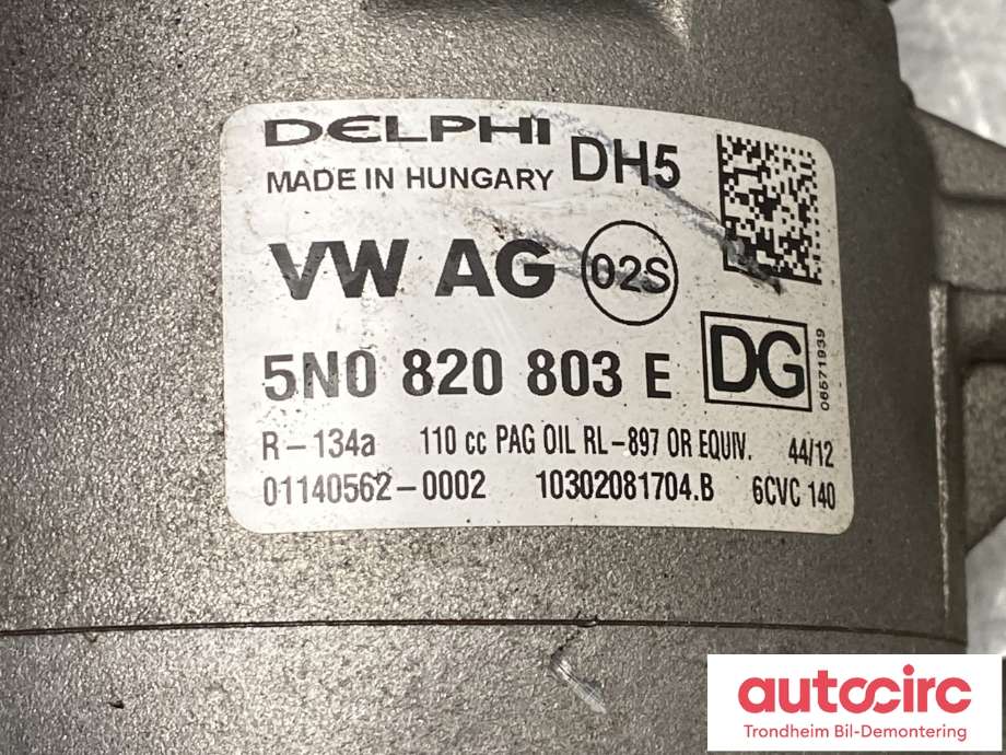 Aircondition kompressor til Škoda Octavia 2009-2013 (Type II, Fase 2) (5N0820803E|5N0820803C|5N0820803K| 5N0820803CX)