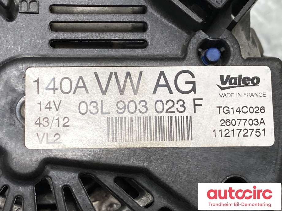 Dynamo diesel til Škoda Octavia 2009-2013 (Type II, Fase 2) (03L903023F|)