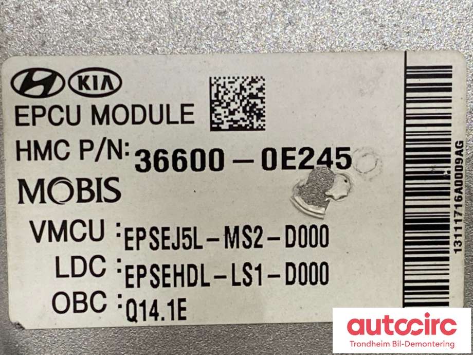 Motor power controller elbil (EPCU/PDM) til Kia Soul 2014-2019 (Type II) (36600-0E245|91875E4010|)