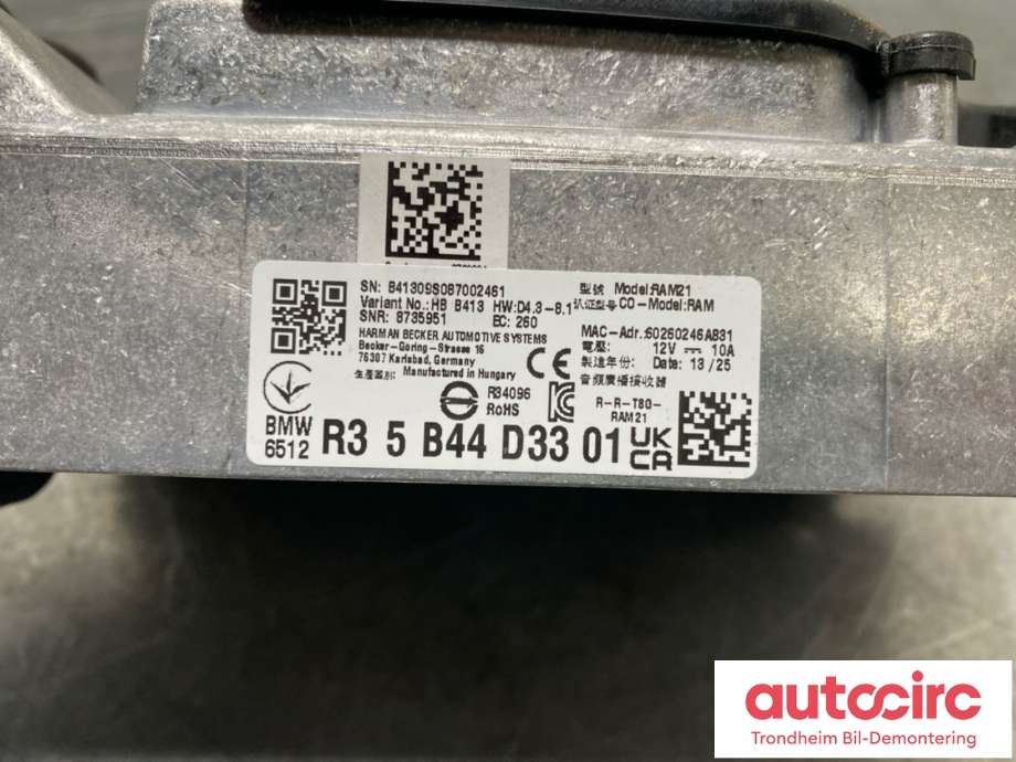 Bilstereo diverse til BMW iX 2021-->> (I20) (I20) (5B44D33|65125B44D33|)