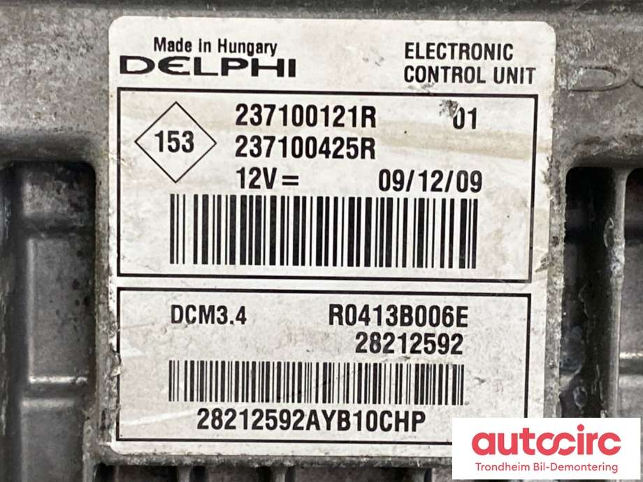 Styreenhet motor til Renault Megane 2009-2016 Type III  (237100121R|237100425R|)