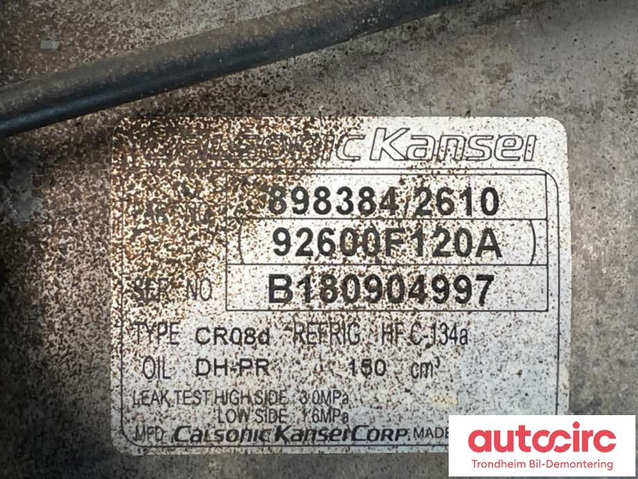 Aircondition kompressor til Isuzu D-Max 2017-2020 (Type II, Fase 2)  (8983842610|)