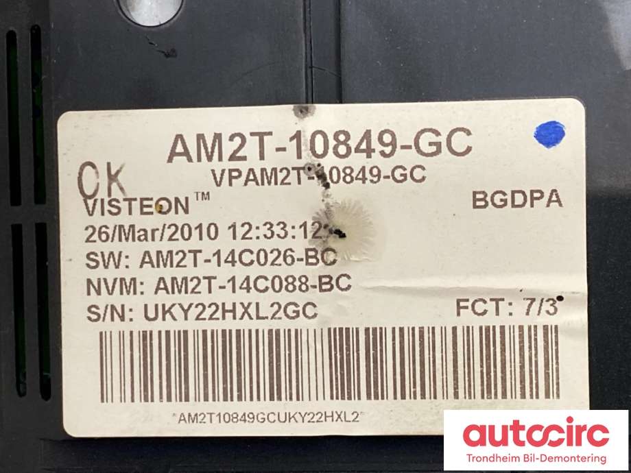 Instrumentpanel til Ford Galaxy 2010-2015 (Type III, Fase 2)  (AM2T-10849-GC|AM2T-10849-GE|1742040)