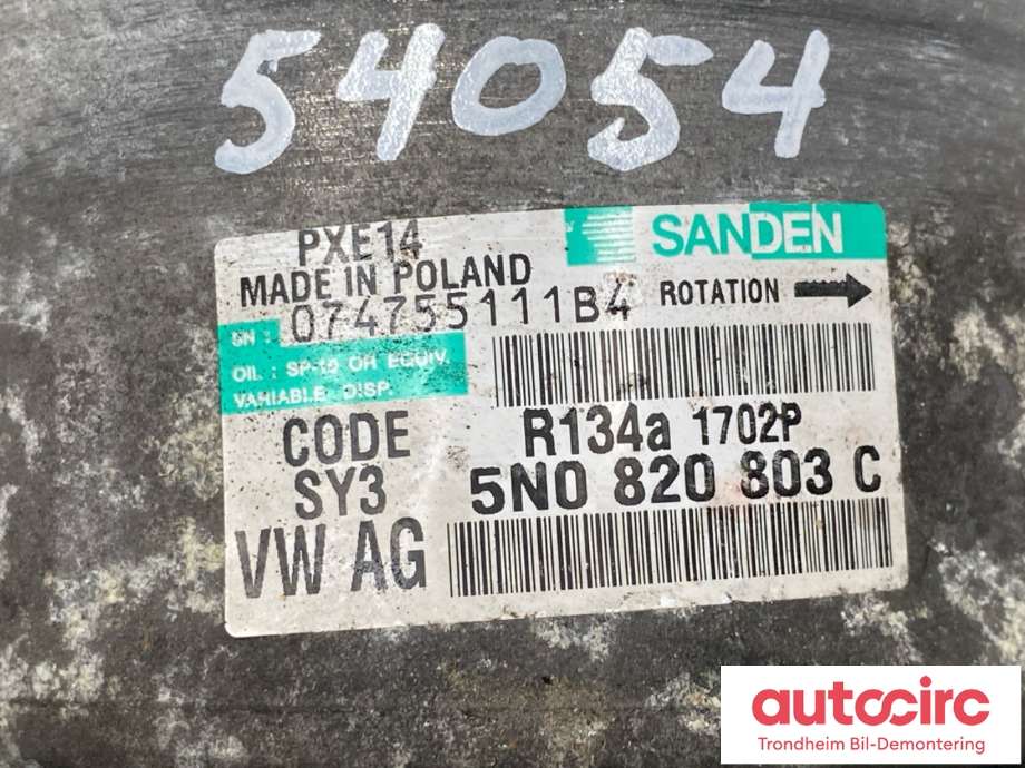 Aircondition kompressor til Audi A3 2009-2012 (Type II, Fase 2)  (5N0820803C|)