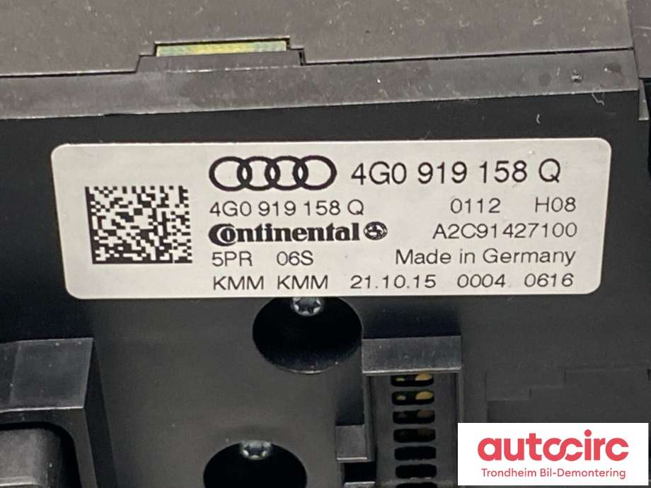 Varmeapparat betjening bak til Audi A6, Allroad 2015-2019 (Type III, Fase 2) (C7) (C7) (4G0919158Q|)