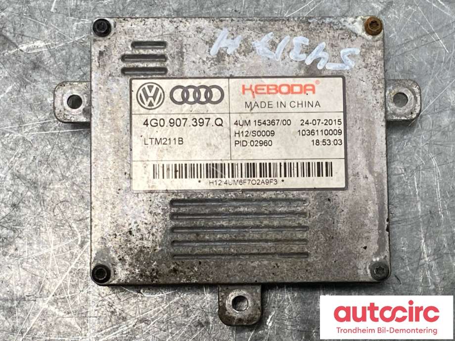 Styreenhet xenon/ballast til Audi A6, Allroad 2015-2019 (Type III, Fase 2) (C7) (C7) (4G0907397Q|)