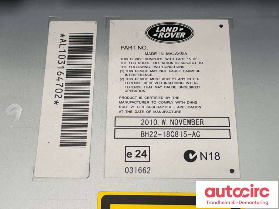 Bilstereo navigasjon til Land Rover Range Rover Sport 2005-2013  (LR029111|BH2218C815AC|)