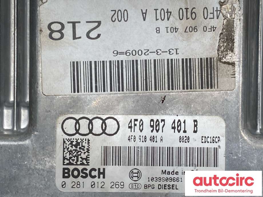 Styreenhet motor til Audi A6 2005-2008 (Type III, Fase 1) (C6) (C6) (4F0907401B|4F0910402L|)