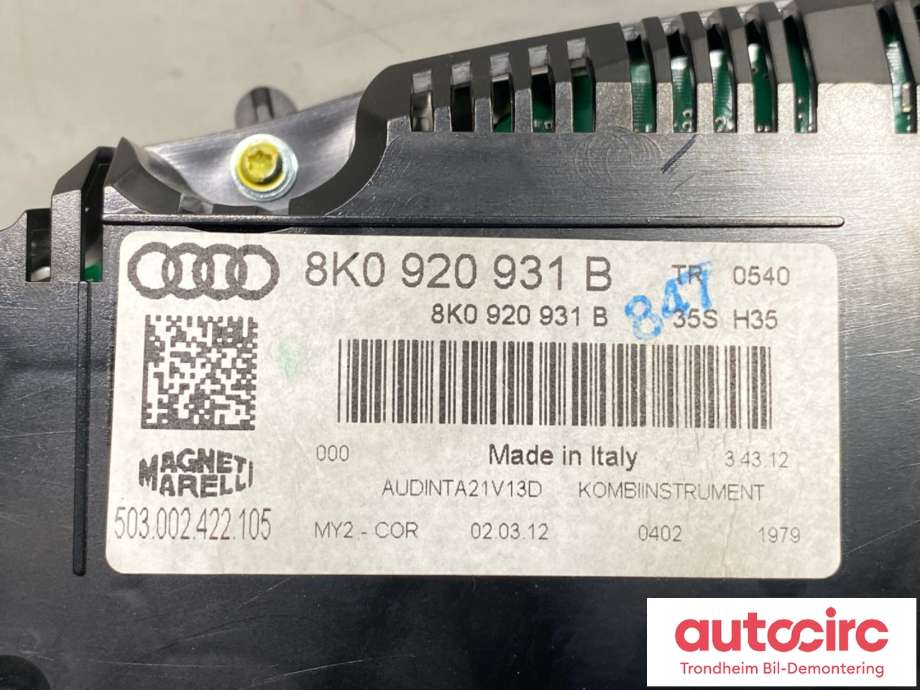 Instrumentpanel til Audi A4 2007-2014 (Type IV) (B8) (B8) (AUDI|8K0 920 931 B|)