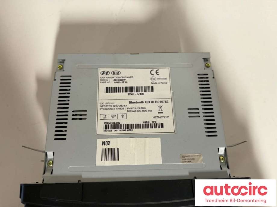 Bilstereo navigasjon til Hyundai i40 2012-2017 (96560 3Z1004X|)