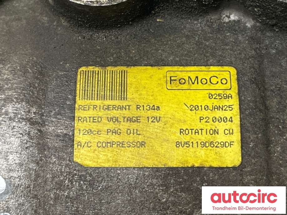 Aircondition kompressor til Ford Fiesta 2008-2012 (Type VI, Fase 1) (8V51-19D629-DF|8V51-19D629-DG|1767718)