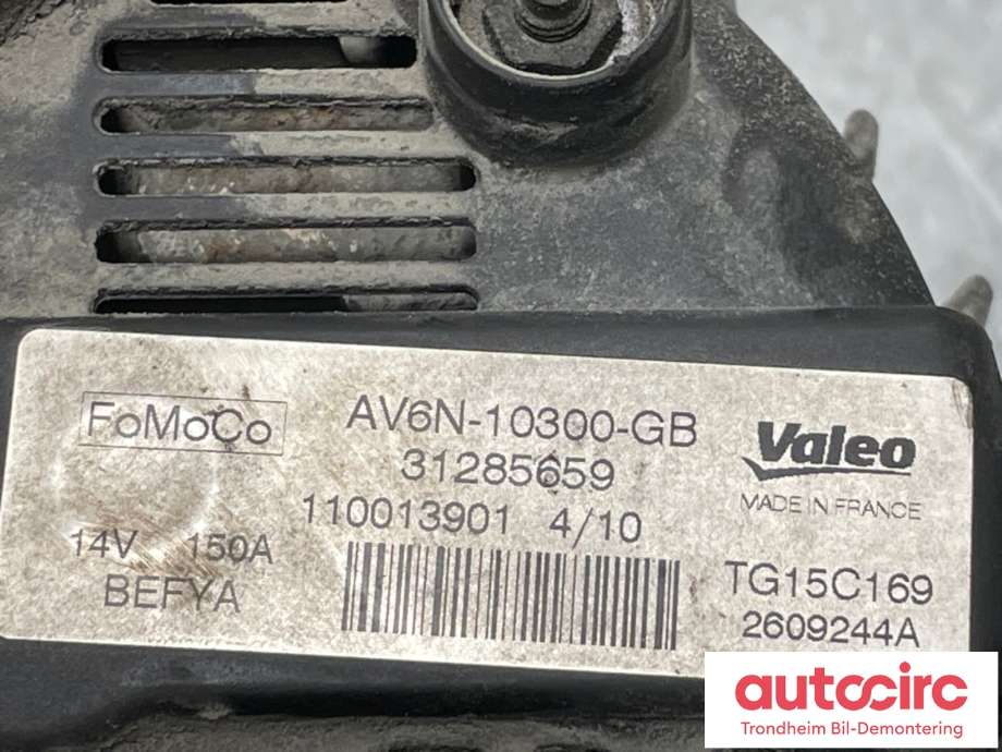 Dynamo diesel til Ford Fiesta 2008-2012 (Type VI, Fase 1)  (AV6N-10300-GB|AV6N-10300-GE|2260730)
