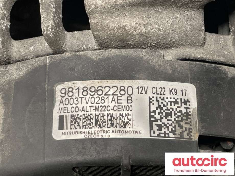 Dynamo diesel til Opel Grandland X 2017-->>  (9818962280|)