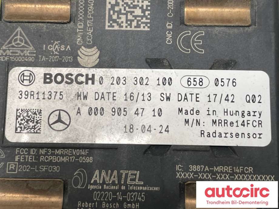 Sensor radar til Mercedes A-Klasse 2018-->> (W177) (W177) (A0009054710|)