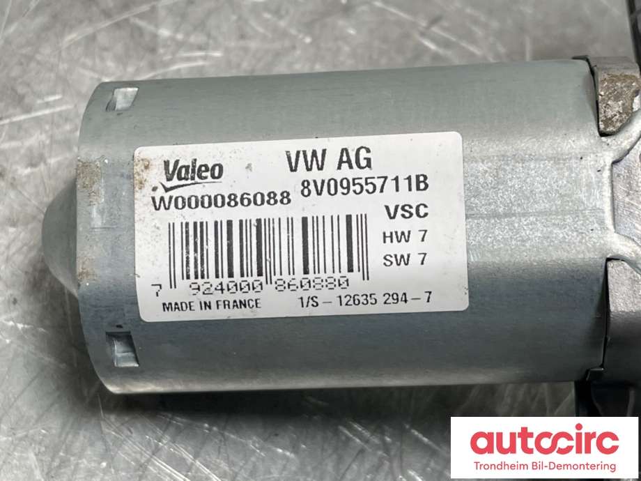 Viskermotor bakrute til Audi A3 2016-2020 (Type III, Fase 2)  (8V0955711B|8V0955711D|)
