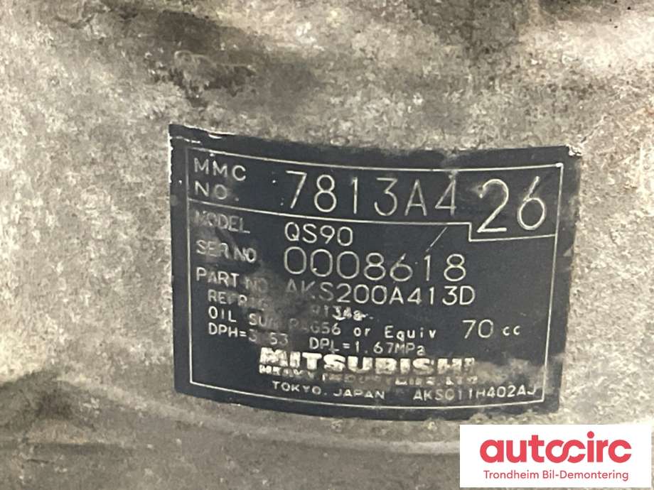 Aircondition kompressor til Mitsubishi Outlander 2010-2012 (Type II, Fase 2)  (7813A426|)