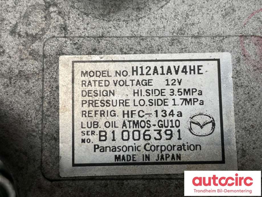 Aircondition kompressor til Mazda 6 2010-2013 (Type II, Fase 2) (GDB161450|)