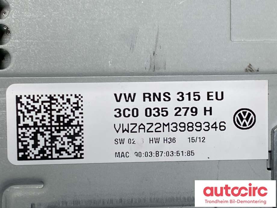 Bilstereo navigasjon til VW Caddy 2010-2015 (Type III, Fase 2) (3C0 035 279 H|)