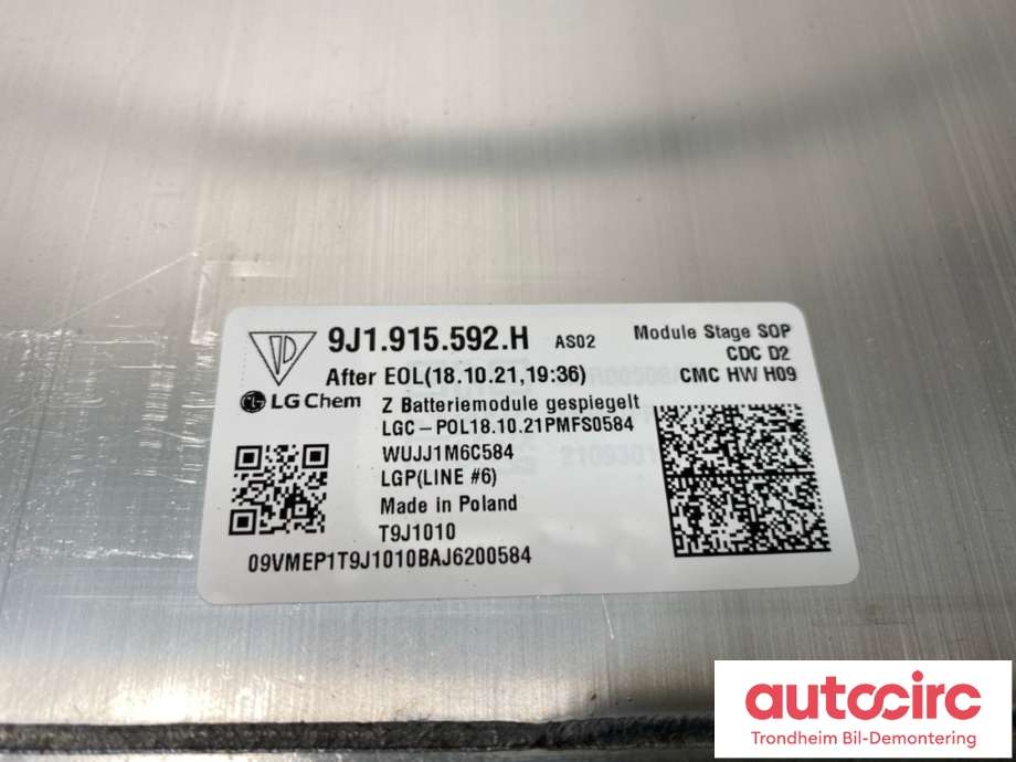 Batteripakke-modul elbil til Audi e-tron GT 2021-->> (LG CHEM|9J1 915 592 H|9J1 915 592 J|)