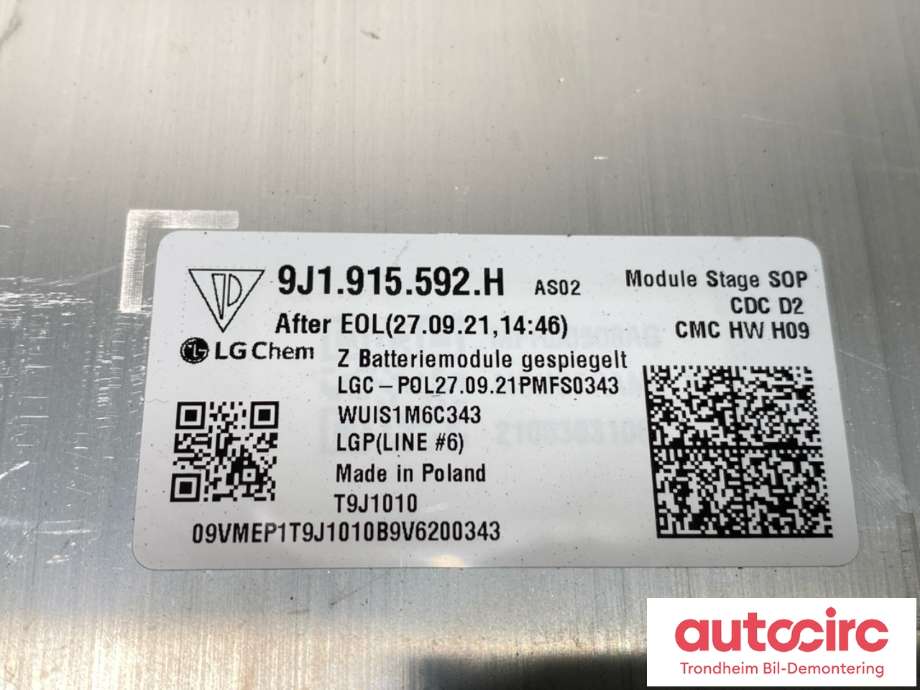 Batteripakke-modul elbil til Audi e-tron GT 2021-->> (LG CHEM|9J1 915 592 H|9J1 915 592 J|)