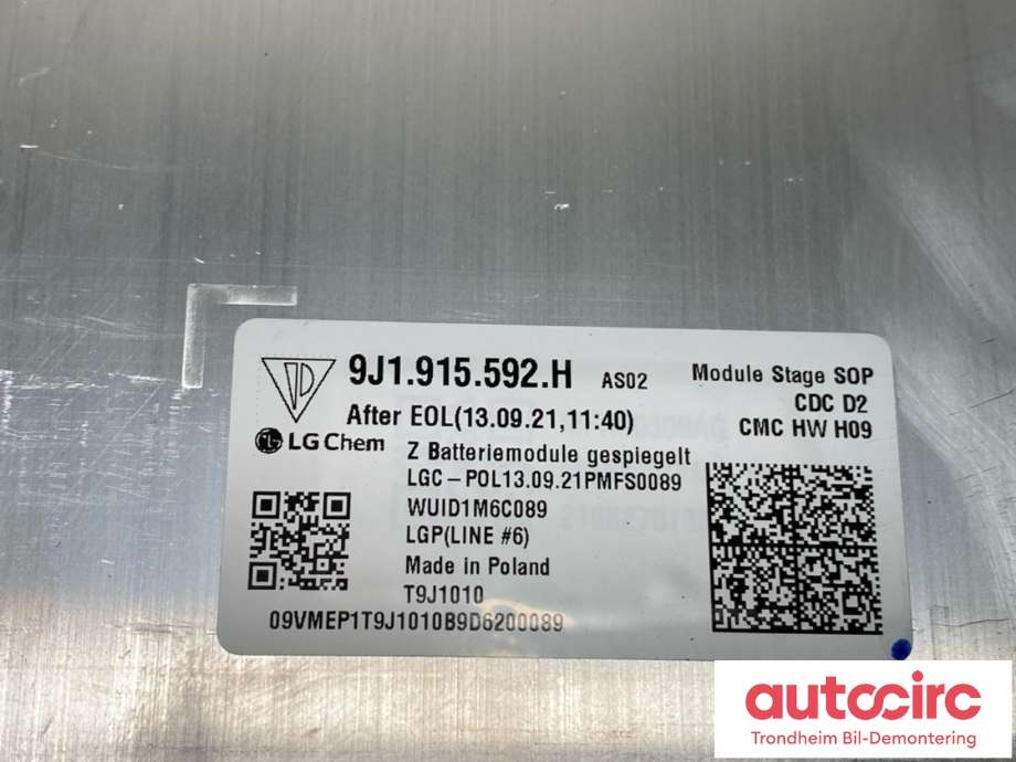 Batteripakke-modul elbil til Audi e-tron GT 2021-->>  (LG CHEM|9J1 915 592 H|9J1 915 592 J|)