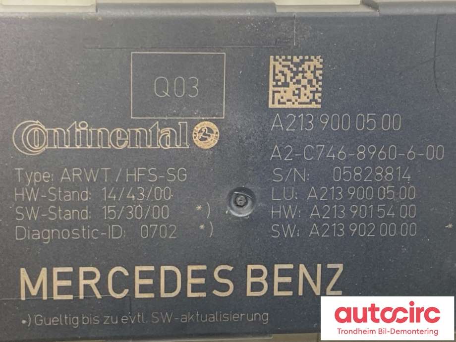 Styreenhet elektrisk bakluke til Mercedes EQC 2019-->>  (A2139000500|)