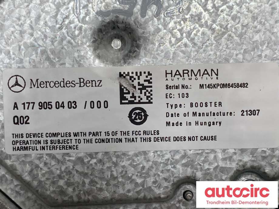 Bilstereo forsterker til Mercedes EQC 2019-->>  (A1779050403|)