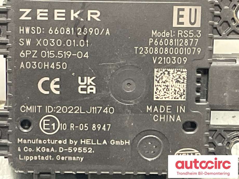 Sensor blindsone til Zeekr X 2025-->>  (660812890|660812890/A|6608112877| P6608112877)