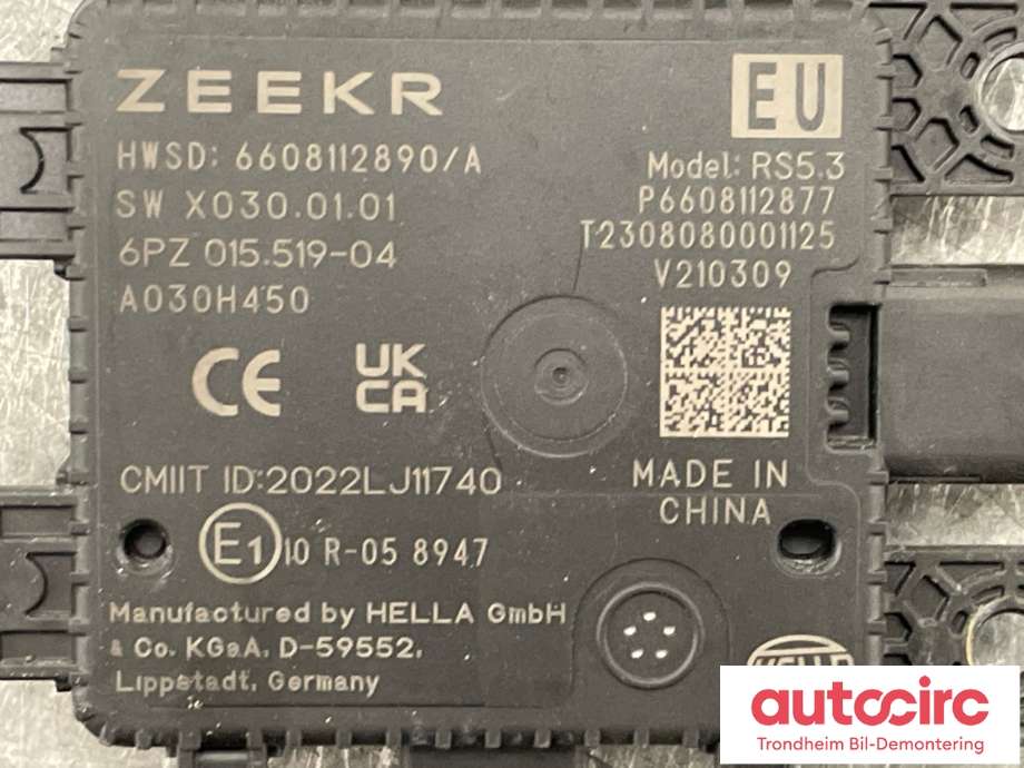 Sensor blindsone til Zeekr X 2025-->> (6608112877|P6608112877|6608112890| 6608112890/A)