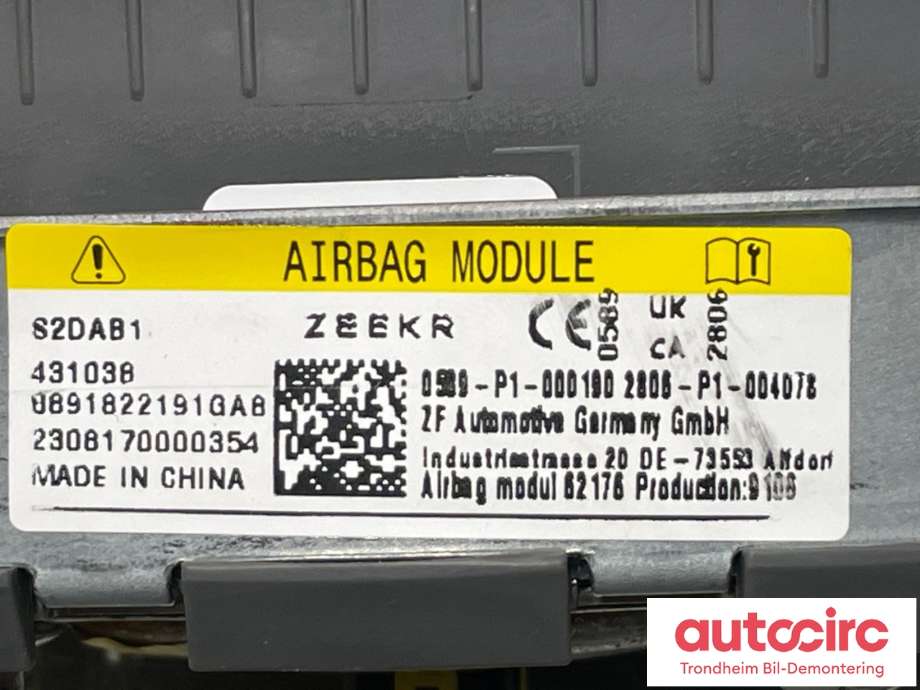 Airbag rattpute til Zeekr X 2025-->>  (8891822191GA8|431038|)