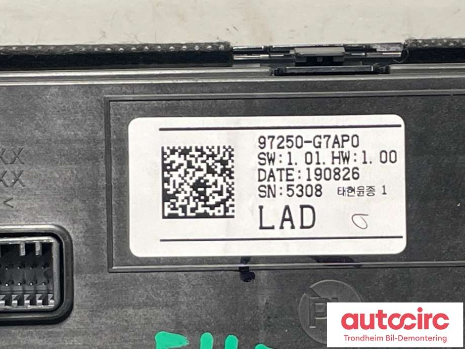 Varmeapparat betjening til Hyundai Ioniq Electric 2019-->> (Fase 2)  (97250-G7AP0|)
