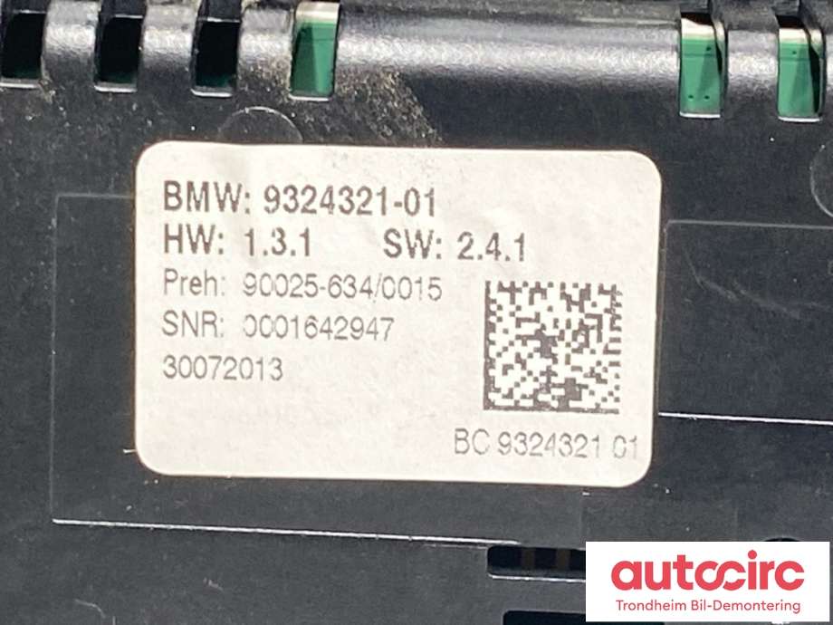 Varmeapparat betjening til BMW 5-Serie 2010-2017 (F10/F11) (F10/F11) (9324321|61319328425|)