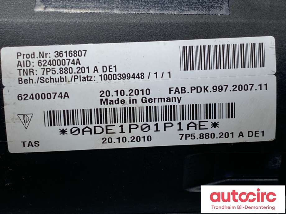 Airbag rattpute til Porsche Cayenne 2010-2017 (92A) (92A) (7P5880201A|958 803 075 00|)