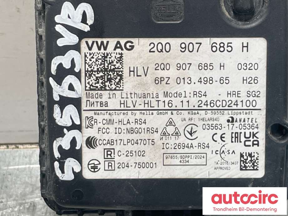 Sensor blindsone til VW ID.BUZZ 2022-->>  (2Q0907685H|)