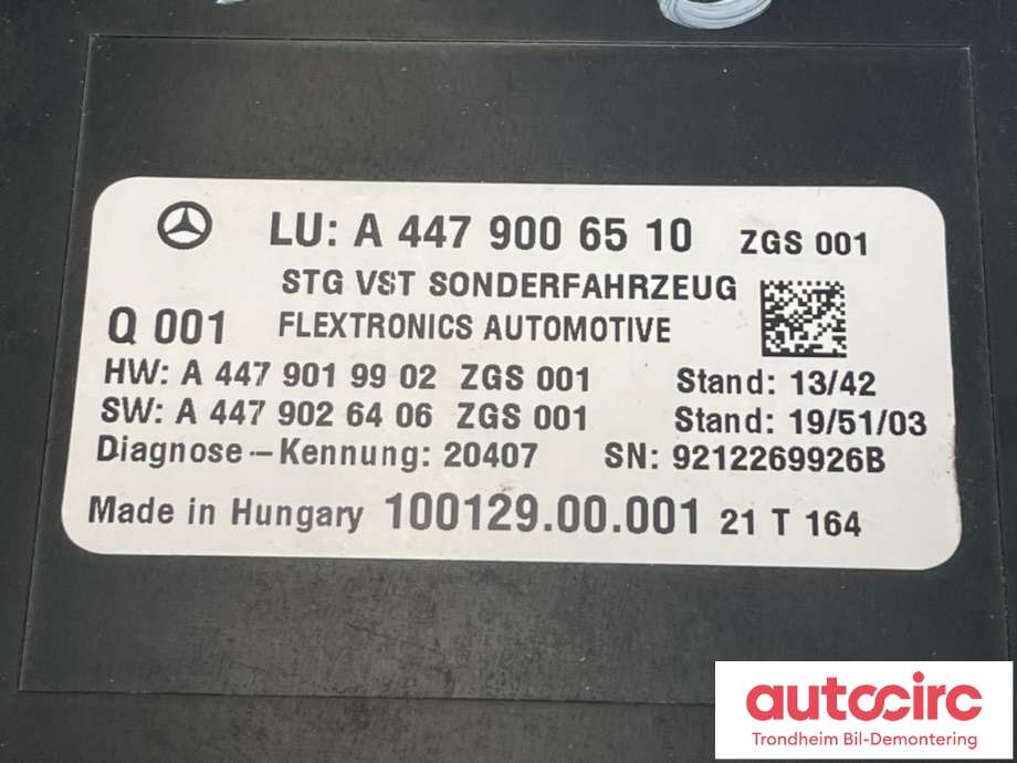 Styreenhet diverse til Mercedes Vito 2014-->> (W447) (W447) (A4479006510|A4479002219|)