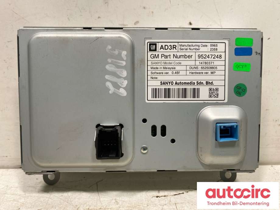 Bilstereo navigasjon skjerm til Opel Zafira Tourer 2012-2018  (SANYO|42353388|95247248|14780371)