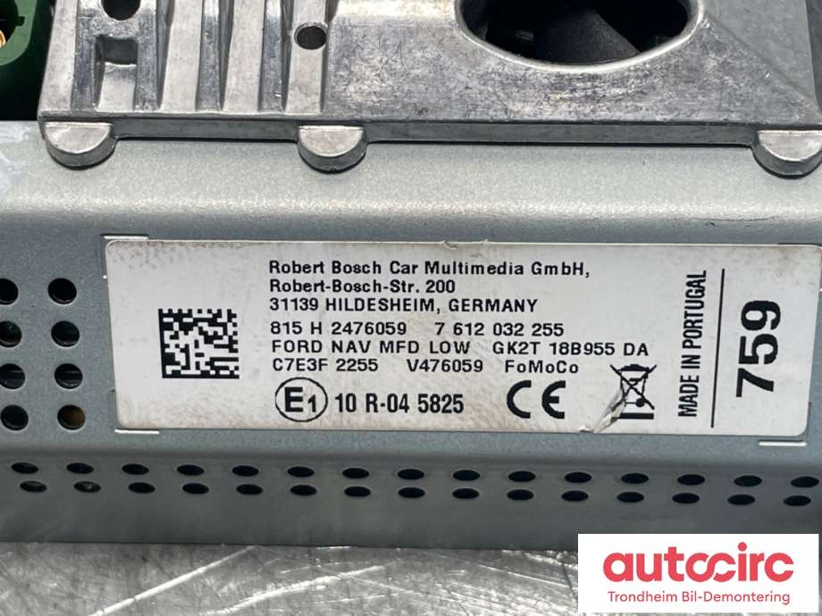 Multimedia display (MCU - Media Controller Unit) til Ford Transit Custom 2013-2023 (Type I) (GK2T-18B955-DA|2038338|)