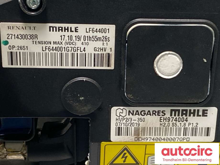 Varmeapparat PTC-heater til Renault Zoe 2019-->> (Fase 2)  (MAHLE|271430038R|LF644001|271436099R)