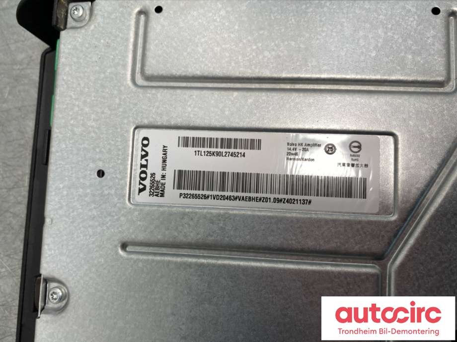 Bilstereo forsterker til Volvo XC90 2015-2025 (Type II)  (36013039|31456942|32265527| 32359317)