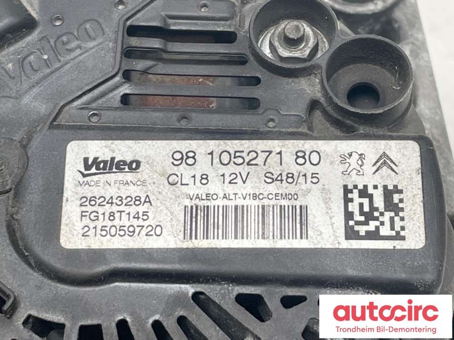 Dynamo diesel til Peugeot Partner 2015-2019 (Type II, Fase 2)  (9810527180|)
