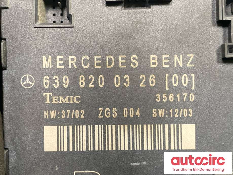 Styreenhet dør høyre foran til Mercedes Vito/Viano 2004-2010 (Fase 1) (W639) (W639) (MERCEDES/TEMIC|A 639 820 03 26|A 639 820 17 26|639 820 03 26)