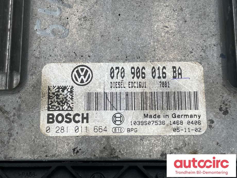 Styreenhet motor til VW Transporter / Caravelle 2003-2009 (Fase 1) (T5) (T5) (070906016BA|070906016BF|)