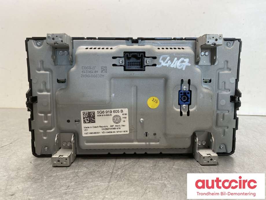 Bilstereo navigasjon skjerm til VW Tiguan 2016-2020 (Type II, Fase 1) (5G6919605B|5NN 919 605 B|)