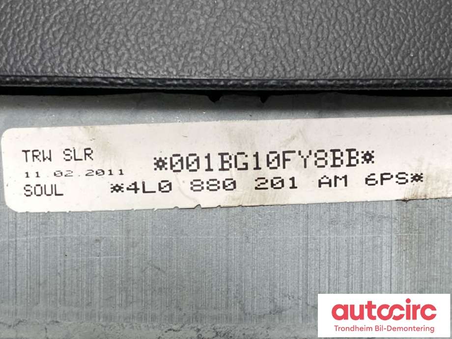 Airbag rattpute til Audi Q7 2010-2015 (Type I, Fase 2) (4L0880201AM|)