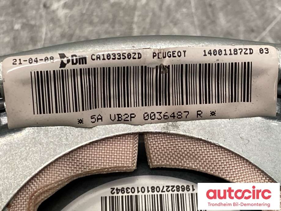 Airbag rattpute til Peugeot Expert 2007-2016 (Type II)  (4112 LW|)
