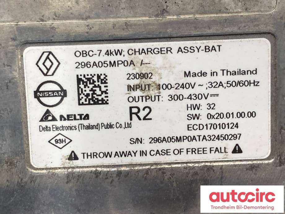 Batterilader (OBC - On Board Charger) til Nissan Ariya 2022-->>  (296A05MP0A|)