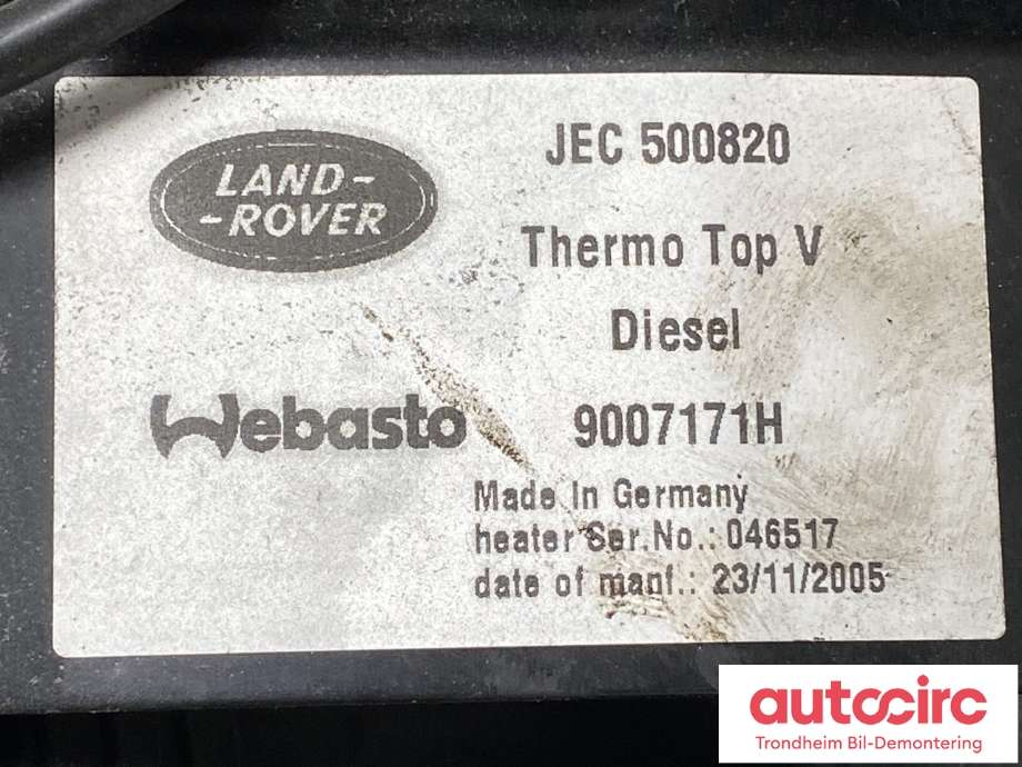 Dieselvarmer til Land Rover Discovery 2005-2009 (Type III) (JEC000790|5H2218478AA|LR041254| CH2218K463AA)