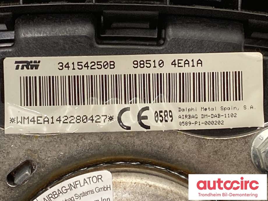 Airbag rattpute til Nissan Qashqai 2014-2021 (Type II) (98510-4EA1A|)